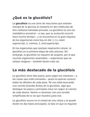 Qué Es La Glucólisis