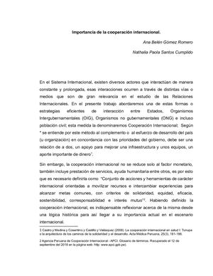 Importancia De La Cooperación Internacional