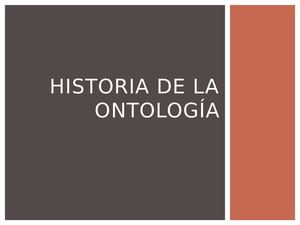 Historia De La Ontología