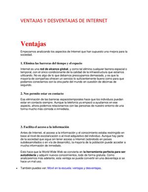 Ventajas Y Desventajas De Internet