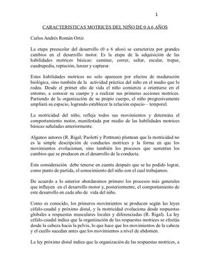 Características Motrices Del Preescolar