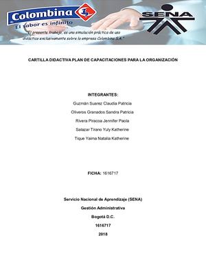 Cartilla Didactiva Plan De Capacitaciones Colombina S A