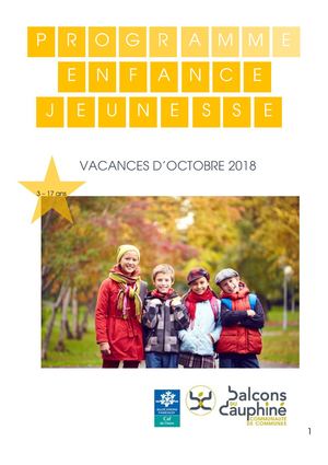 Plaquette vacances octobre 2018