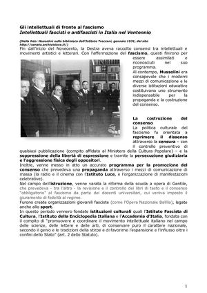 Fascismo Intellettuali Lezione