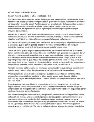 Futbol Como Fenomeno Social