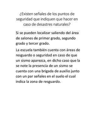 Existen Señales De Los Puntos De Seguridad Que Indiquen Que Hacer En Caso De Desastres Naturales