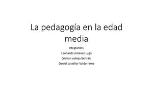 La Pedagogía En La Edad Media
