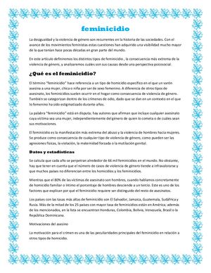 Que Es Feminicidio Trabajo En Equipo 1d