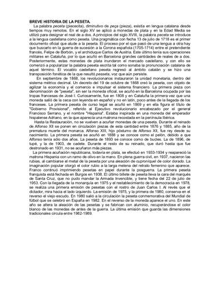 Breve Historia De La Peseta