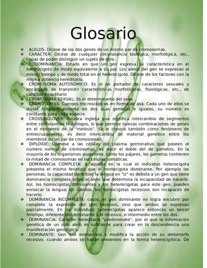 GLOSARIO TUTORIA 3 GENETICA