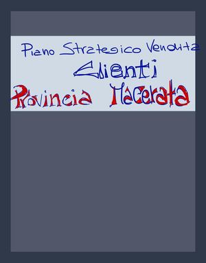 Piano Strategico Vendita Provincia Macerata