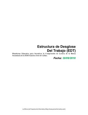 Plantilla Estructura De Desglose Del Trabajo (Edt)