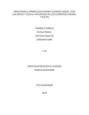 Promover La Interaccion Idonea Consigo Mismo