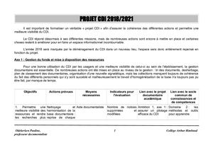 Projet Cdi 2018 2021