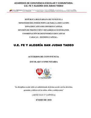 Acuerdos De Convivencia Fe y Alegría San Judas Tadeo