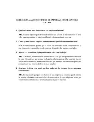 Entrevista Al Administrador De Empresas