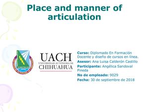 Place Of Articulation