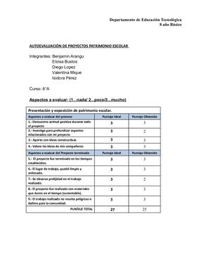 Autoevaluación Ejecución De Proyectos