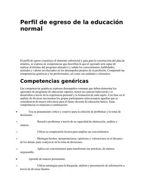 Perfil De Egreso De La Educación Normal
