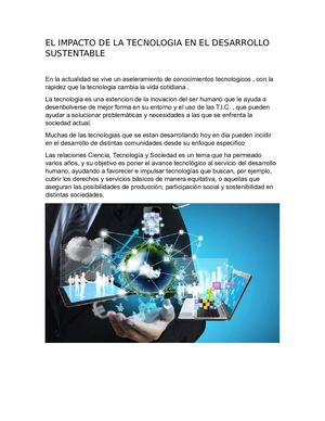 El Impacto De La Tecnologia En El Desarrollo Sustentable