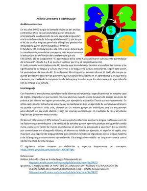 Análisis Contrastivo E Interlenguaje