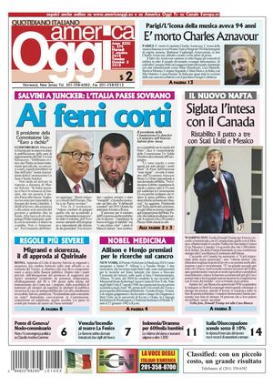 America Oggi 2 Ottobre 2018