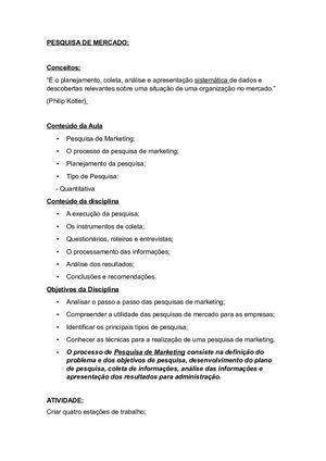 PESQUISA DE MERCADO
