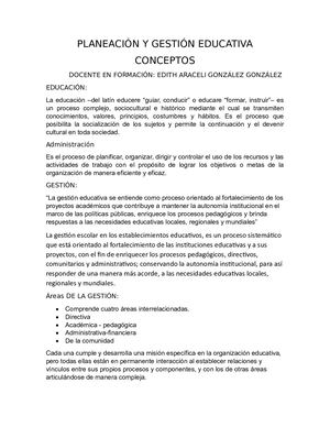 Planeación Y Gestión Educativa