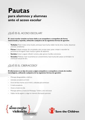 Pautas Para Ninos Y Ninas Ante El Acoso Escolar