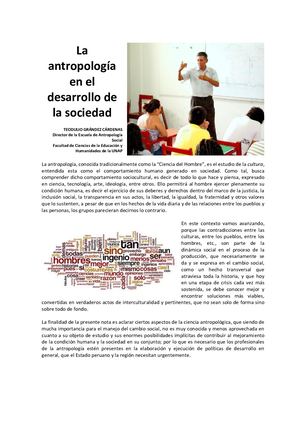 Significado e importancia Antropología en el desarrollo