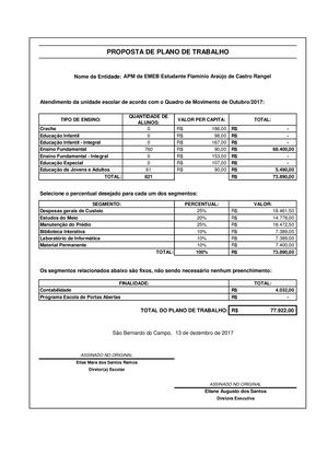 Plano De Trabalho 2018 Apm Da Emeb Est Flamínio Araújo De Castro Rangel