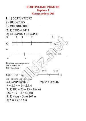 Решебник Збірник Математика 5 клас Мерзляк 2018. ГДЗ Контрольні роботи.