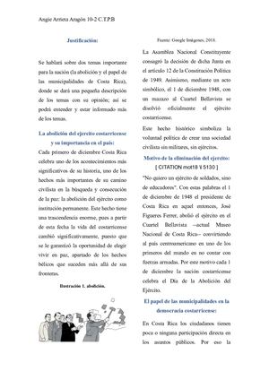 El Régimen Político Costarricense, La Abolición Del Ejercito Costarricense Y Su Importancia