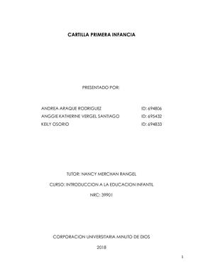 Cartilla: Conceptos Básicos de la Primera Infancia