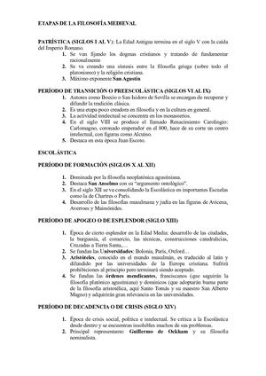 Etapas De La Filosofa Medieval