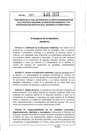 Ley 1549 De 2012