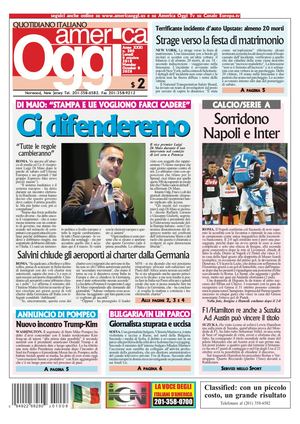 America Oggi 8 Ottobre 2018