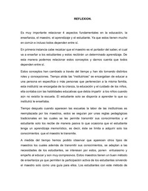 Reflexión- educación didáctica y activa.