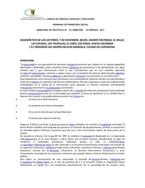 Diagnóstico Social Nelson Mandela U De Cartagena