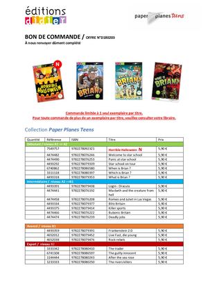 Bon De Commande Paper Planes Teens