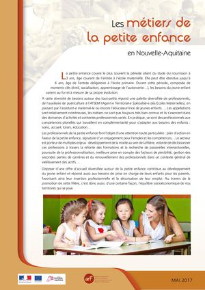 Portrait Statistique - Les Métiers De La Petite Enfance - Publication Mai 2017