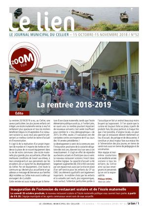 Le Lien 52 Journal Municipal Le Cellier - Octobre Novembre 2018