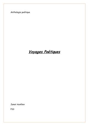 Anthologie poétique : Voyages Poétiques