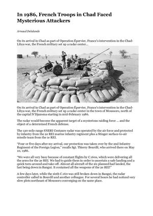 WIB - In 1986, French Troops In Chad Faced Mysterious Attackers