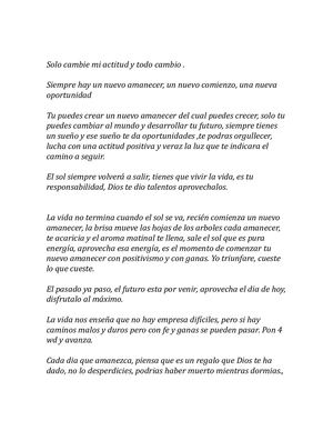 Solo Cambie Mi Actitud Y Todo Cambio