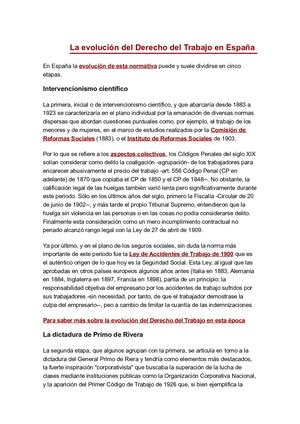 La Evolución Del Derecho Del Trabajo En España