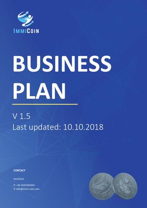 ImmiCoin Business Plan V1.5  10/10/2018