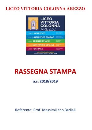 LICEO VITTORIA COLONNA AREZZO Rassegna Stampa 2018 2019