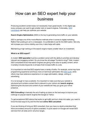 How Can An Seo Expert Help Your Business