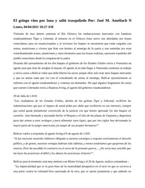 Respuestas De Bolívar A Mr. Irving